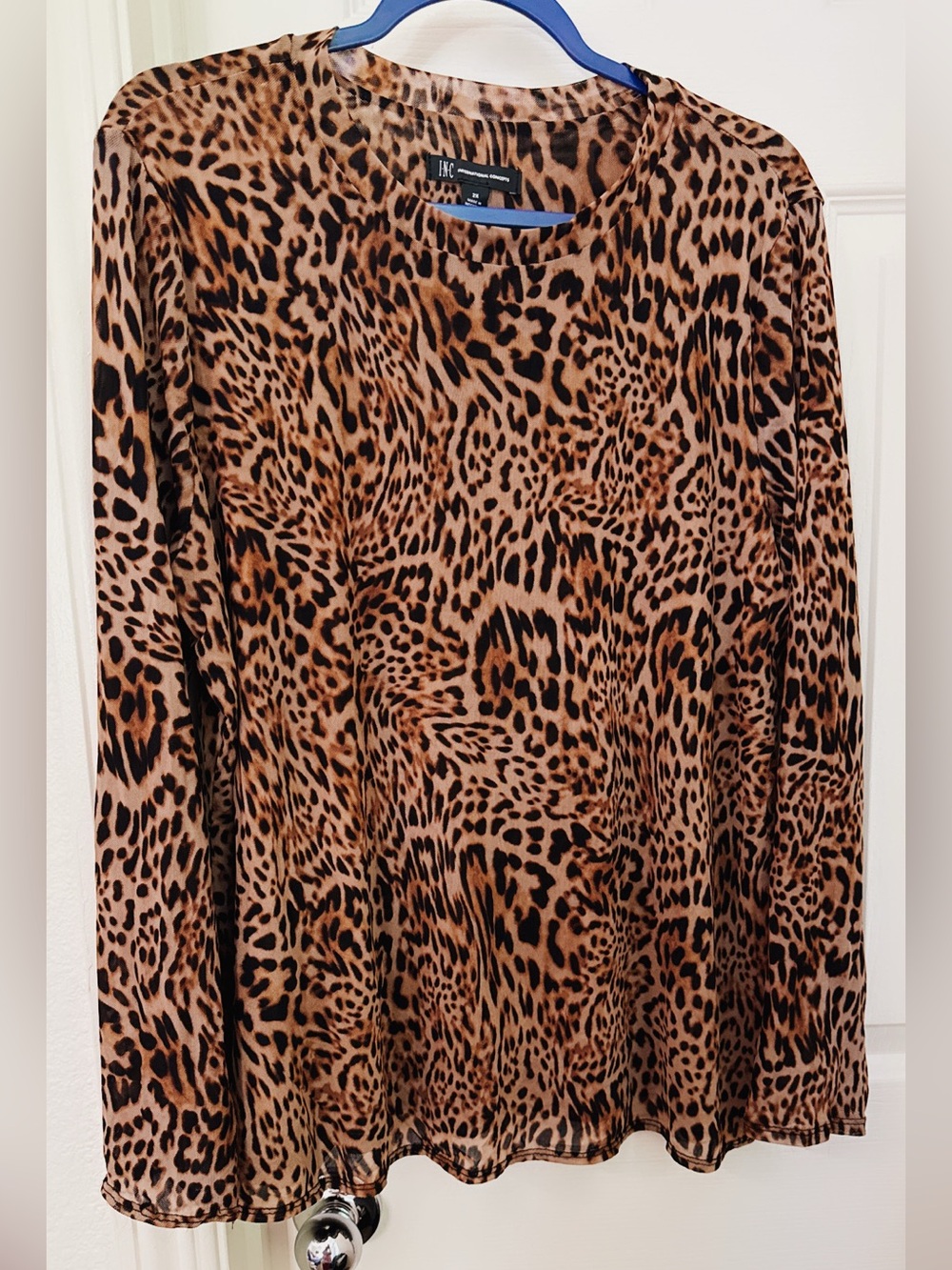 NWOT Mesh Leopard Print Long Sleeve Top - Brown/Black